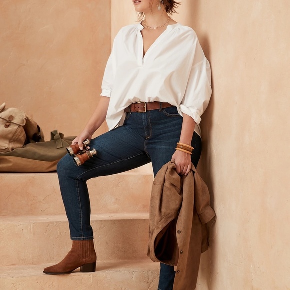 NWT Banana Republic  HIGH-RISE DARK WASH SKINNY JEAN - Picture 1 of 9